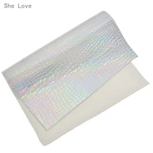 She Love Переливающаяся кожаная ткань голографическая водонепроницаемая поверхность материал DIY аксессуары для рукоделия