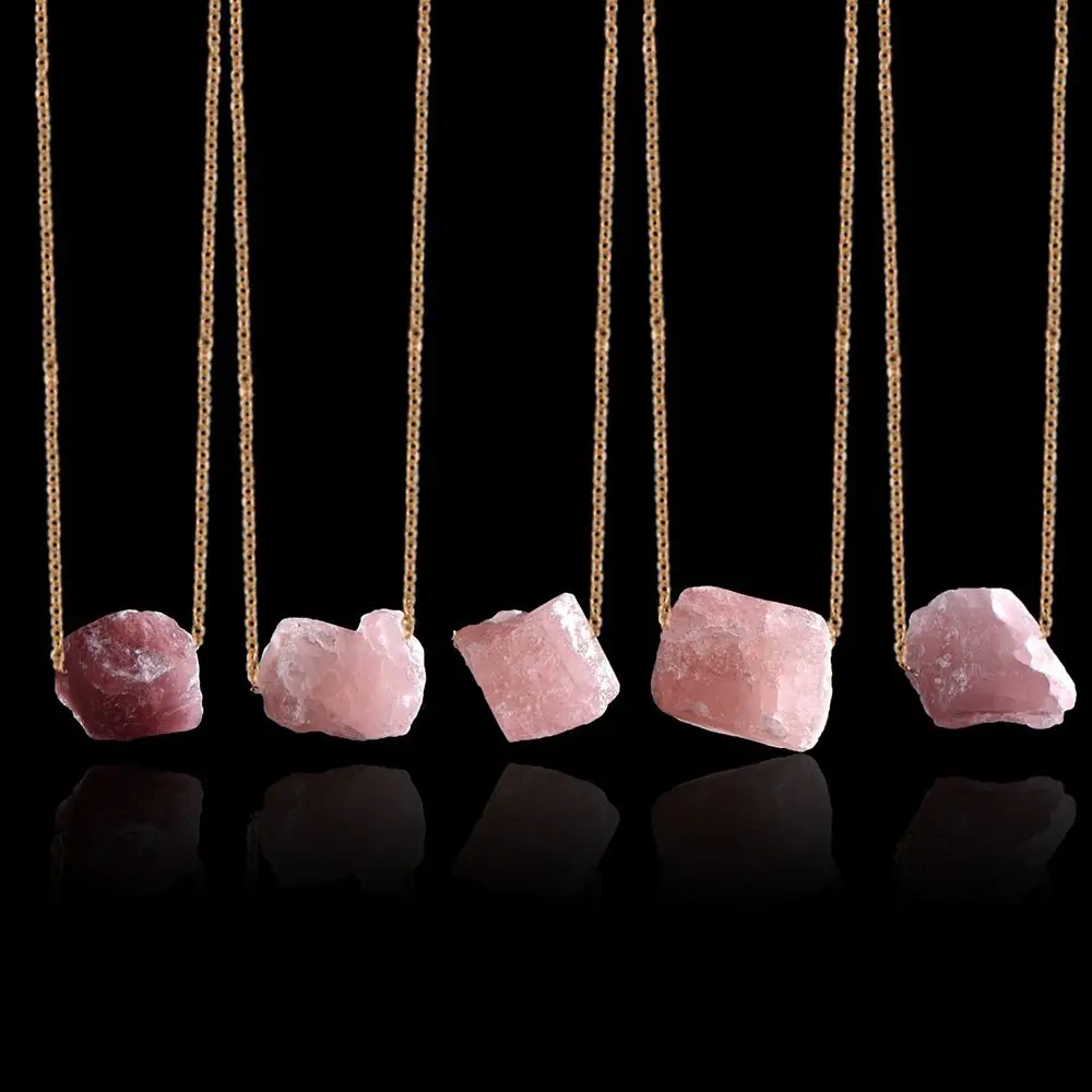 

1 Pcs Charm Shining Exquisite Pendent Necklace Irregular Colorful Natural Stone Link Chain Necklace for Elegant Women