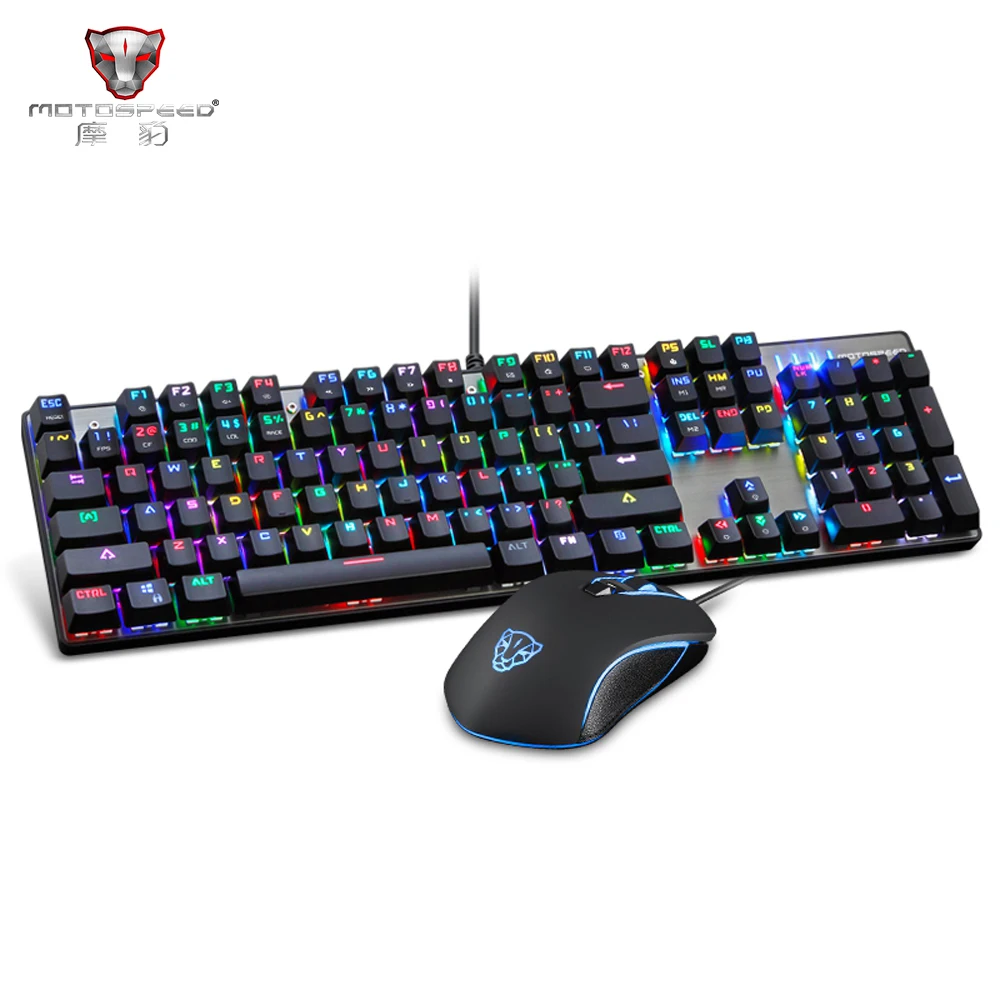 Motospeed CK888 механическая клавиатура RGB подсветка светодиодный USB Проводная клавиатура мышь набор с кабелем 1,8 м для компьютера Pro Gamer