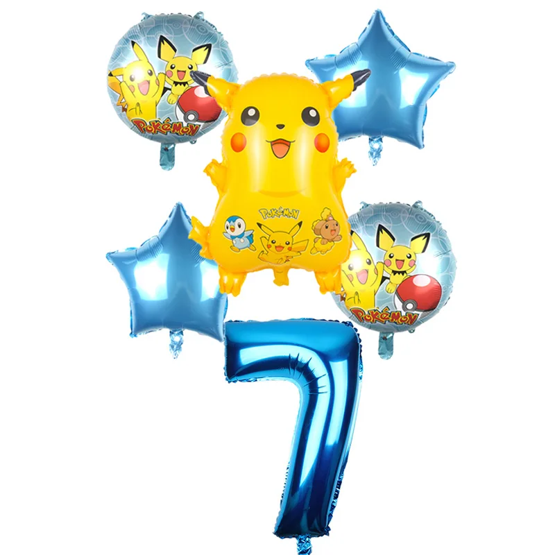 6 pieces / set of 32 inch cute Pokémon Pikachu to foil balloon children's balloon birthday party decoration globos