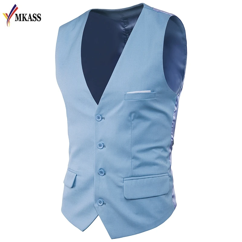 

8 Solid Colors Suit Vest Men 2017 New Arrival Single-Breasted Man Vest Slim V-Neck Suit Vest Male Puls Size 4XL 5XL 6XL