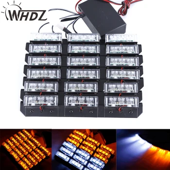 

WHDZ 54W LED Car Led Emergency Strobe Flash Warning Light 54W Police Flashing Lights Warning Deck Dash Grille Amber/White