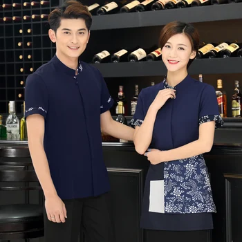 

Hotel Waiter Clothing Fast Food Store Restaurant Short Uniforms Summer Female Catering Hot Pot Shop Waitress Work Clothes J124