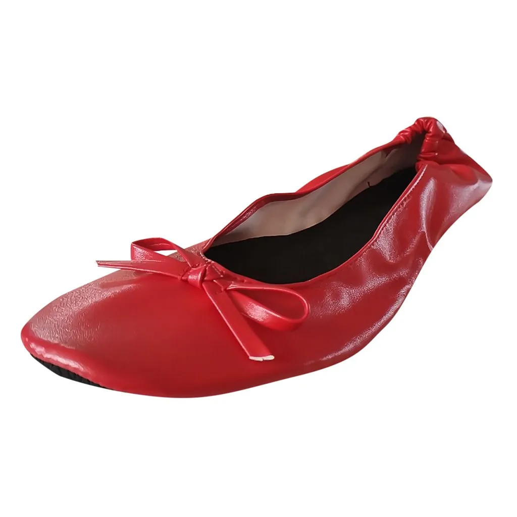 

2019 Spring Women Slip On Flat Loafers Pointed Toe Shallow Ballet Flats Shoes Foldable Portable Travel Flat Ballerina Flats