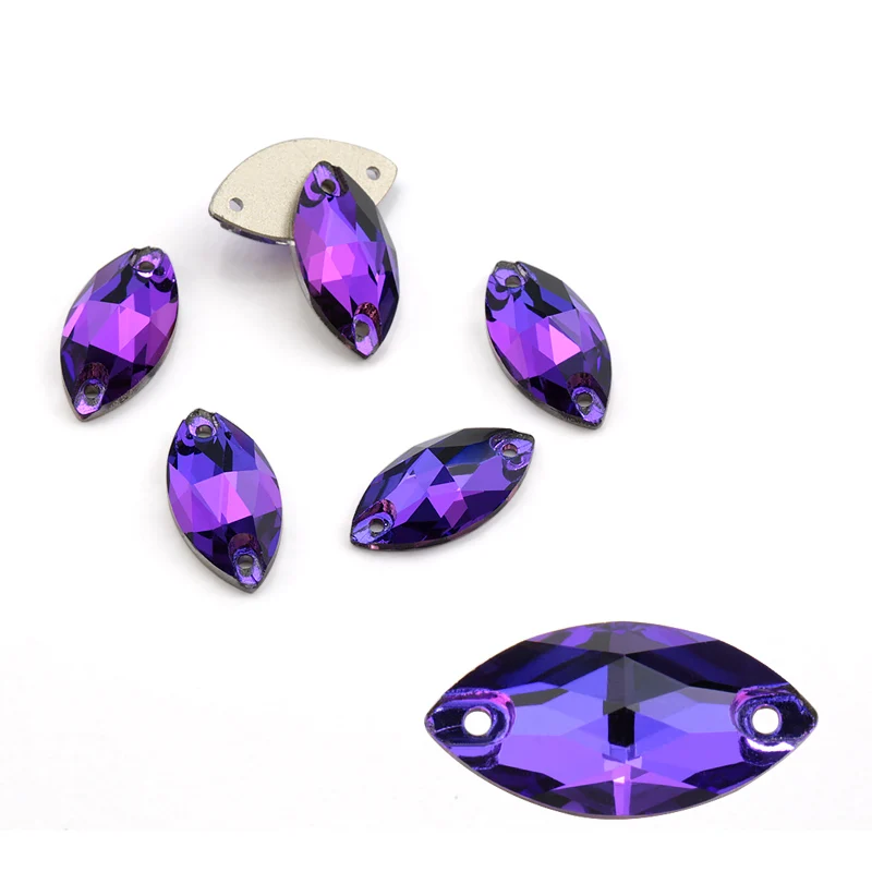 Цветной Наветт AAAAA Кристалл стекло горный хрусталь камень для пришивания Кристалл AB Стразы с плоской задней частью пришить стразы для одежды QIAO - Цвет: Purple Velvet