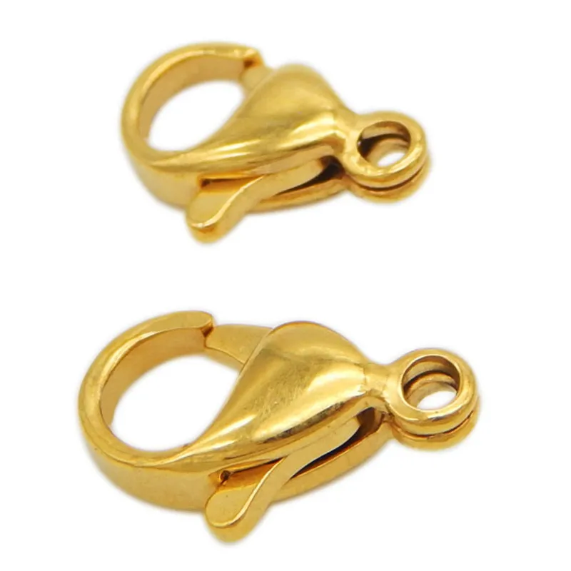 10pcs 10/12mm Lobster Clasps Gold Color Stainless Steel Hooks Clasp for DIY Necklace Bracelet Jewelry Findings | Украшения и