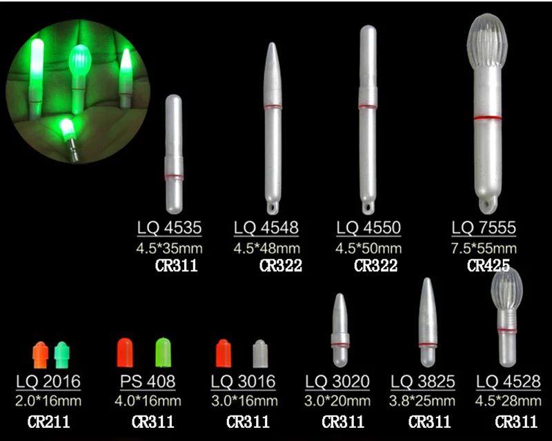 

2PCS Electronic Light Sticks Night Fishing Float Green/Red Water Proof Fish Glow Lamp Lights Luminous Sticks With CR311 C128