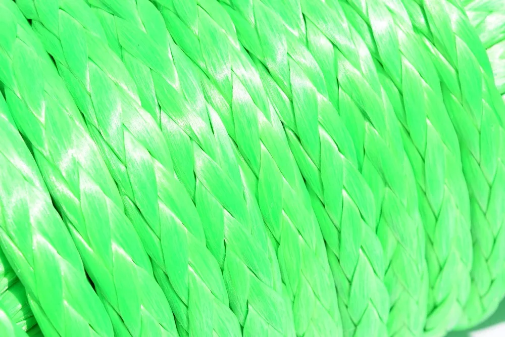 الأخضر 12 ملليمتر * 45 متر ونش الحبل التمديد ، atv ونش كابل مع الفولاذ كشتبان ، الاصطناعية حبل ل atv utv