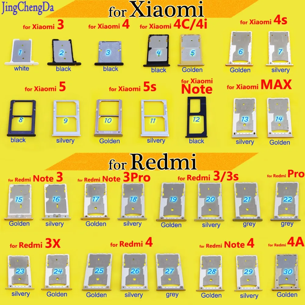 

JCD New SIM Card Slot Tray Holder Adapter For Xiaomi 5/5s Note for Redmi Note 4 for Redmi Pro 3 3s 3X 4 4A Replacement