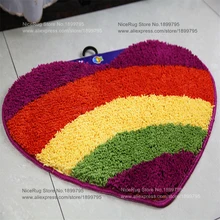 Радуга Сердце Форма Ковры цветочным Коврики для ванной любовь взрослых вышитые Спальня Ванная комната rugs Нескользящие сердце Форма Ковры s