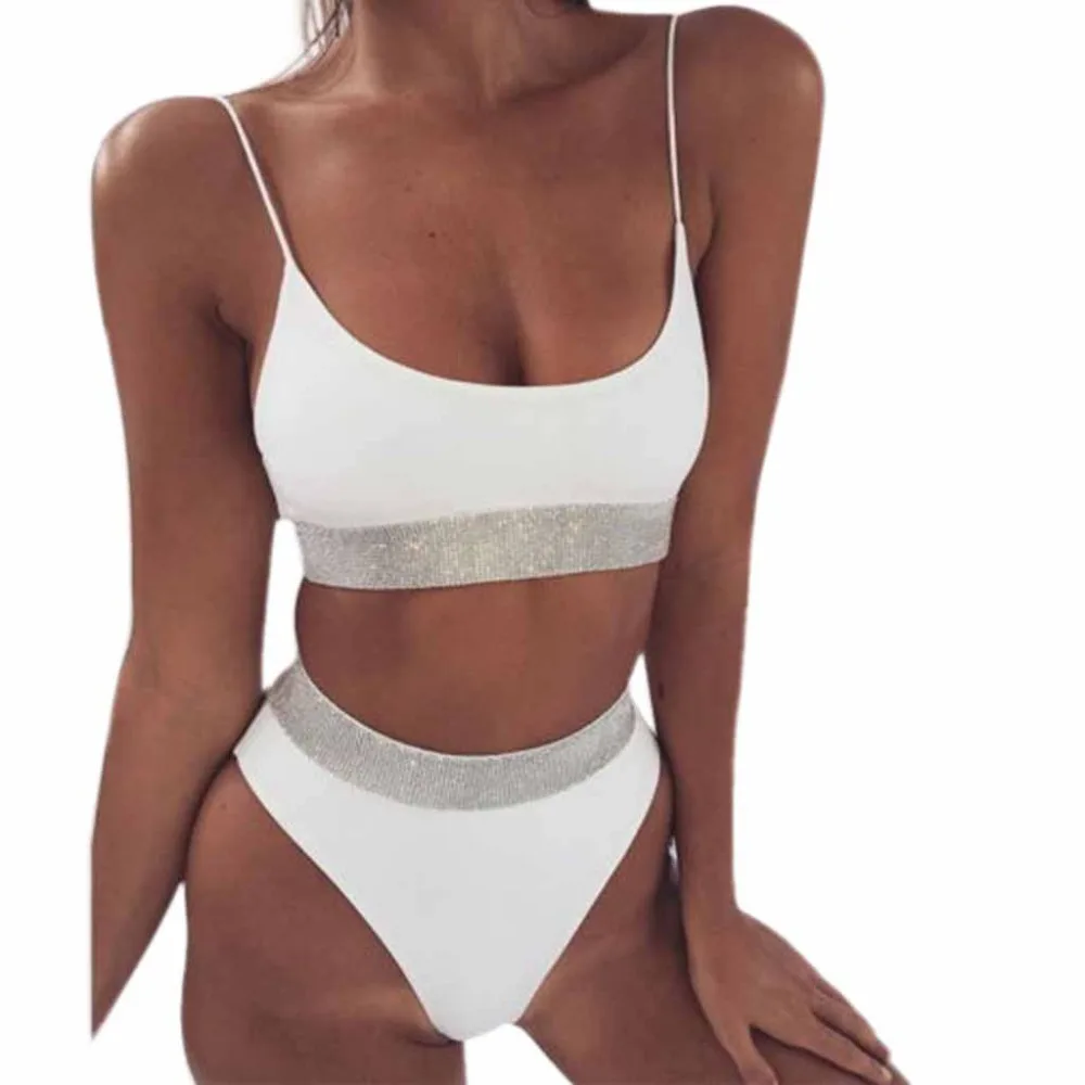 

Swimwear Women Solid Skinny Bikini 2019 Sexy Bikini Two Piece Casual Swimsuits Swimwear Push Up Beach Suit Mid waist Bodysuits