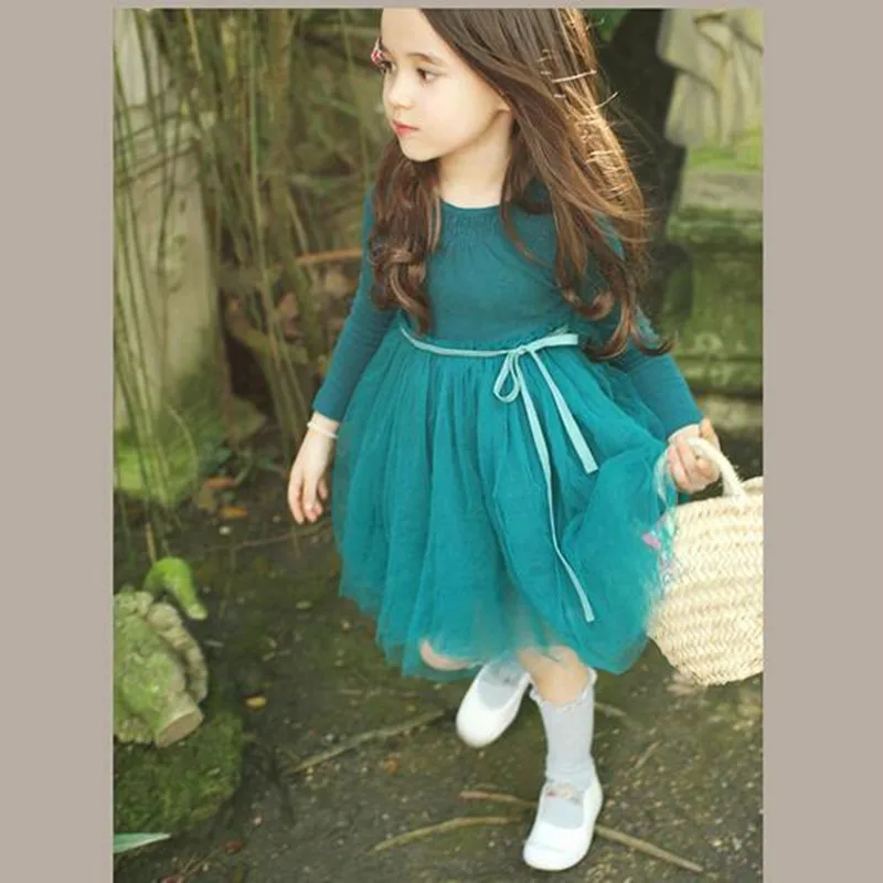 2016 New Cute Girls Party Dress Cotton Tulle TuTu Princess Dress Korean