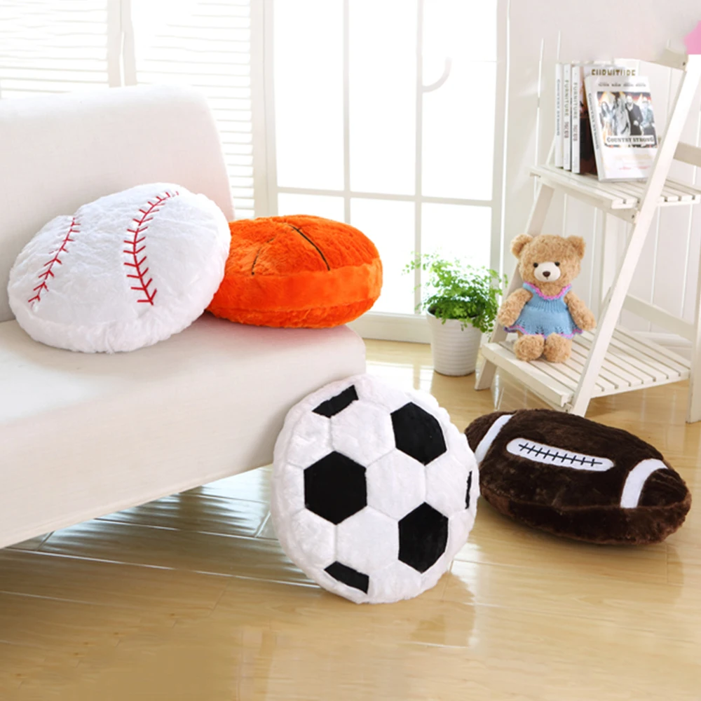 1pc Sports Pillow Toy Novelty Stuffed Toys Basketball Baseball Rugby Football Soccer Ball Home Bar Cafe 5