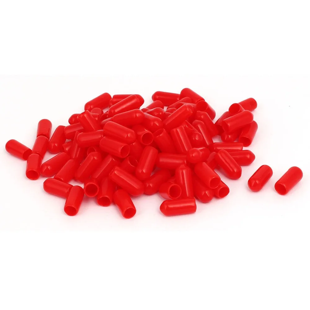 

6mm Inner Dia Rubber Insulated End Cap Screw Thread Protector Cover Red 100pcs