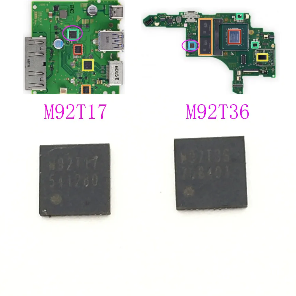 6 шт. тянул M92T36 для nintendo Switch USB-C зарядки питания IC для NS NX консоли HDMI чип M92T17