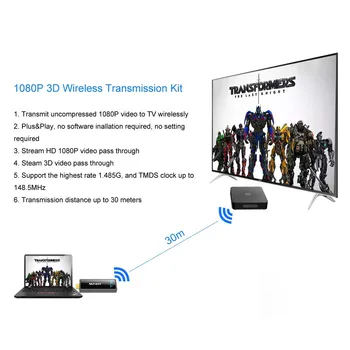 

MEASY W2H MINI 2 1080P Wireless HDMI Extender Video Audio Transmission Up To 30M / 100ft to stream 1080P 3D Video For HDTV DVD