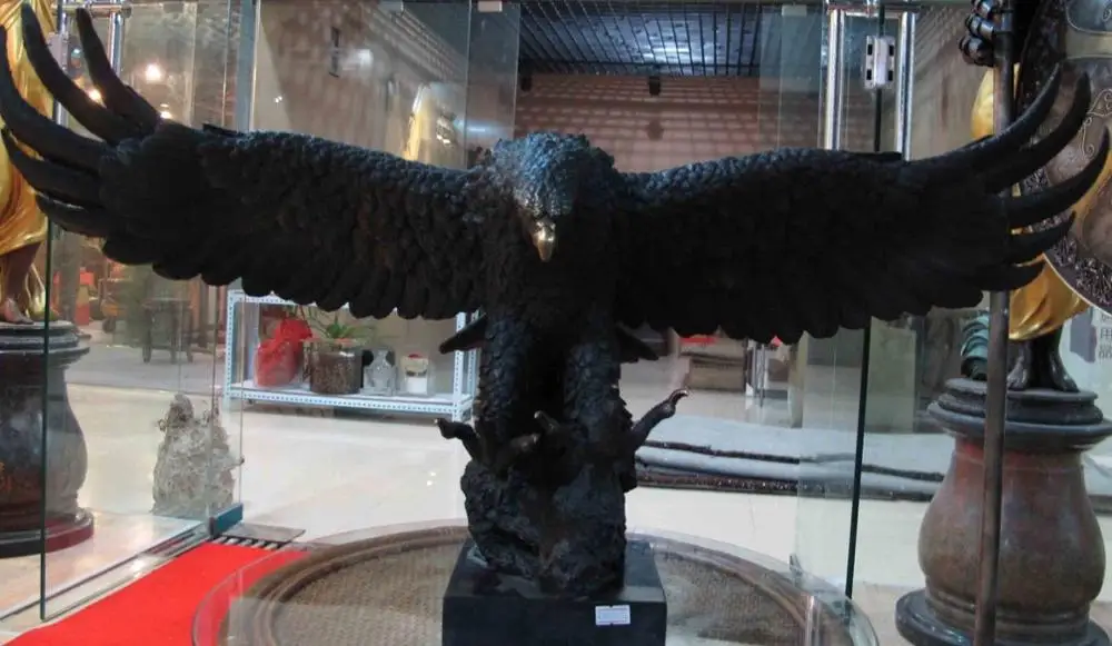 

Western Art Decor Copper Bronze Marble Base Figurine Eagle Bird Statue Sculpture