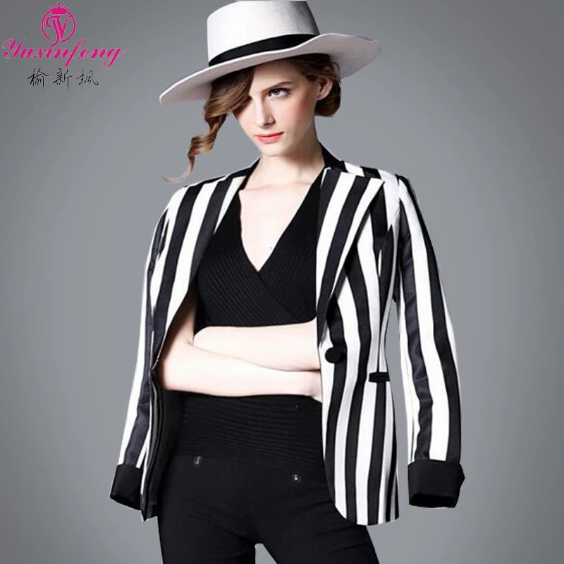 Compare Prices on Black and White Vertical Striped Blazer