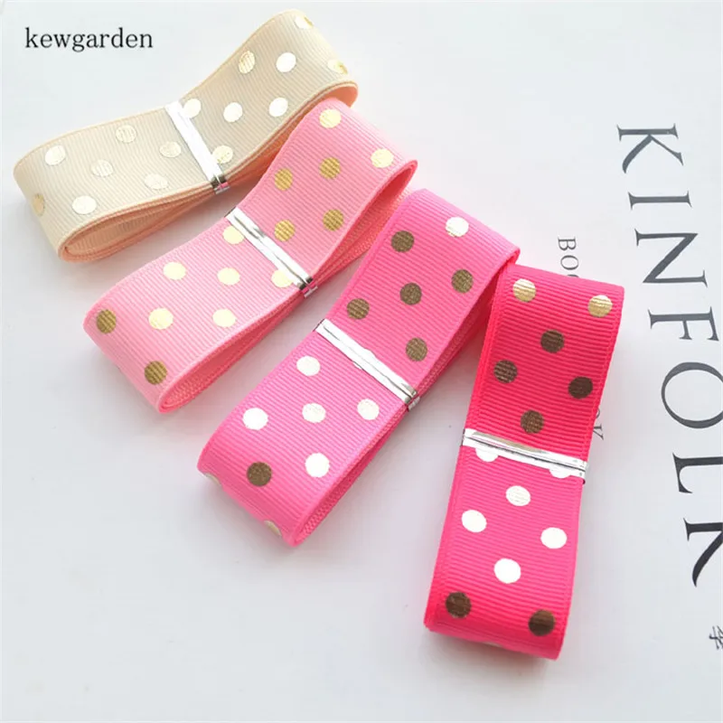 Kewgarden горячее тиснение золотые точки Grosgrain ленты 1 &quot25 мм вручную изготовленная