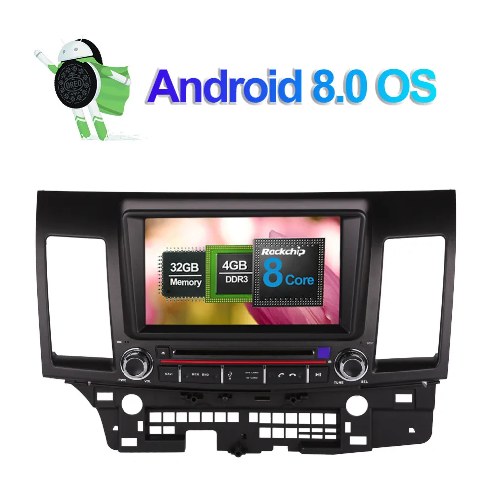 8 дюймов Android 8,0 Восьмиядерный 4 Гб ram автомобильный gps-навигатор с Bluetooth для Mitsubishi Lancer 2007- CD DVD мультимедийный плеер