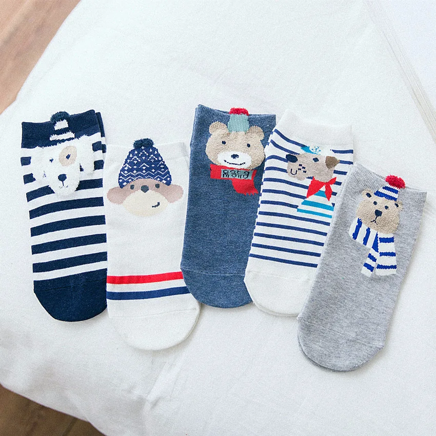 5 пара/лот, женские низкие носки-башмачки с красными сердечками, хлопковые летние короткие носки с милыми животными, котом, собакой, милые носки с ушками для девочек