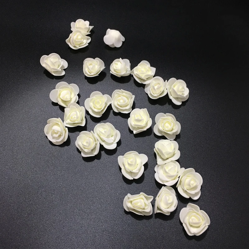 JAROWN Simulation 3.5cm PE Rose Foam Flower Head DIY Bear Accessories Wedding Candy Gift Box Garland Decoration Fake Flowers (9)
