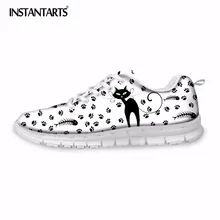 Instantarts Симпатичные с рисунком кота Для женщин обувь на плоской подошве женские летние сетчатые без каблука Спортивная обувь Обувь повседневная обувь Zapatos Mujer