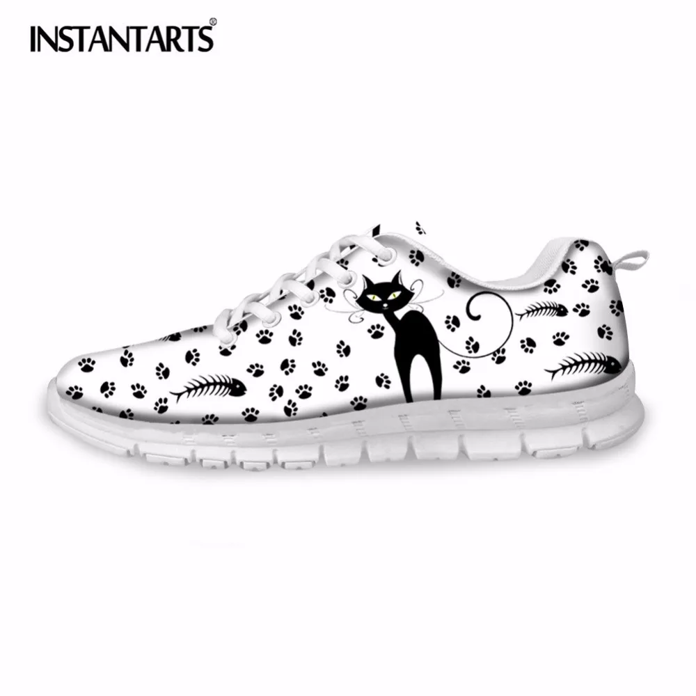 

INSTANTARTS 2018 Cute Cartoon Cat Printed Women's Flats Shoes Female Summer Mesh Flat Sneakers Shoes Casual Shoes Zapatos Mujer