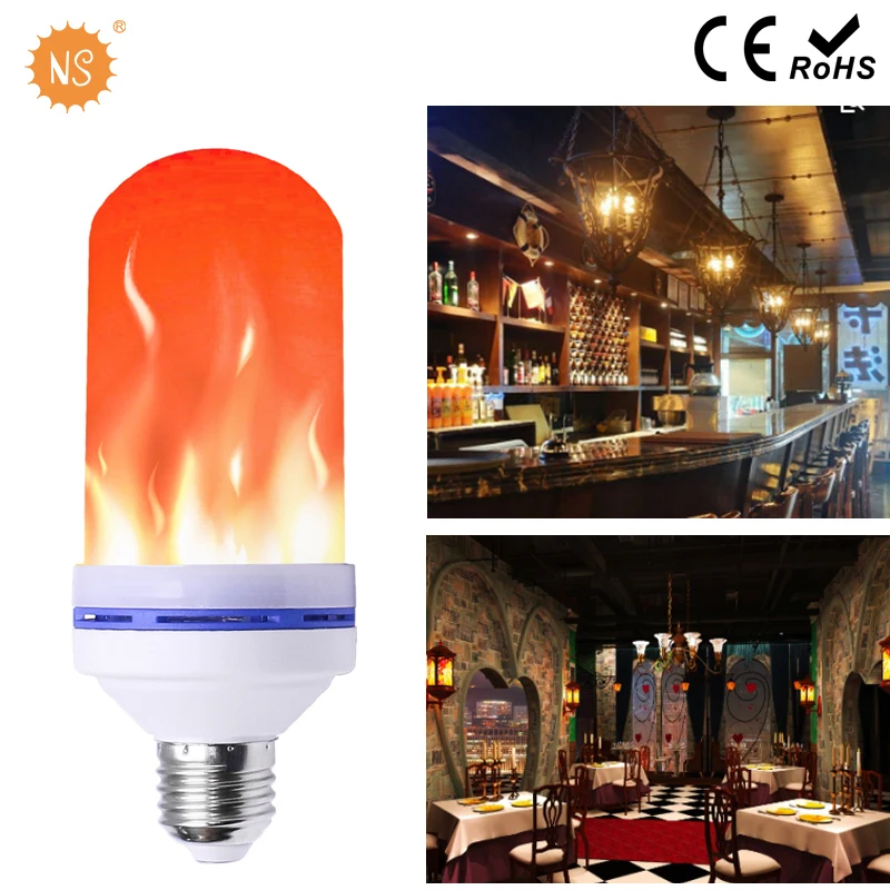 

E27 8W 2PCS LED Flame Effect Fire Light Flickering Emulation Decorative Lamps Simulated Vintage Flame Bulb for Club Bar Bedroom