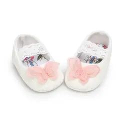 Детская обувь; сезон весна-осень; обувь принцессы для новорожденных девочек; хлопковая кружевная обувь принцессы с бабочками; Новинка