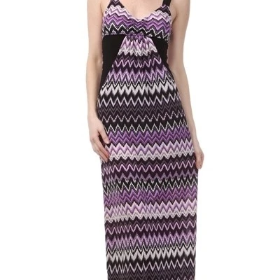 PRETTY YOUNG THING Purple Shoulder Strap Zigzag Print Maxi Long Dress