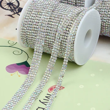 

Super Flash Double 3 Rows 4 Rows Dense Rhinestones Chain Hair DIY Mobile Phone Garment Shoes Decoration Materials Wholesale