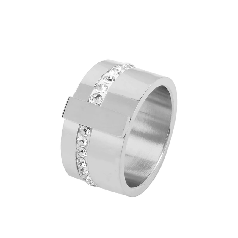 Роскошные однорядные широкие кольца из кубического циркония для женщин, серебряное женское кольцо из нержавеющей стали, обручальные кольца для женщин