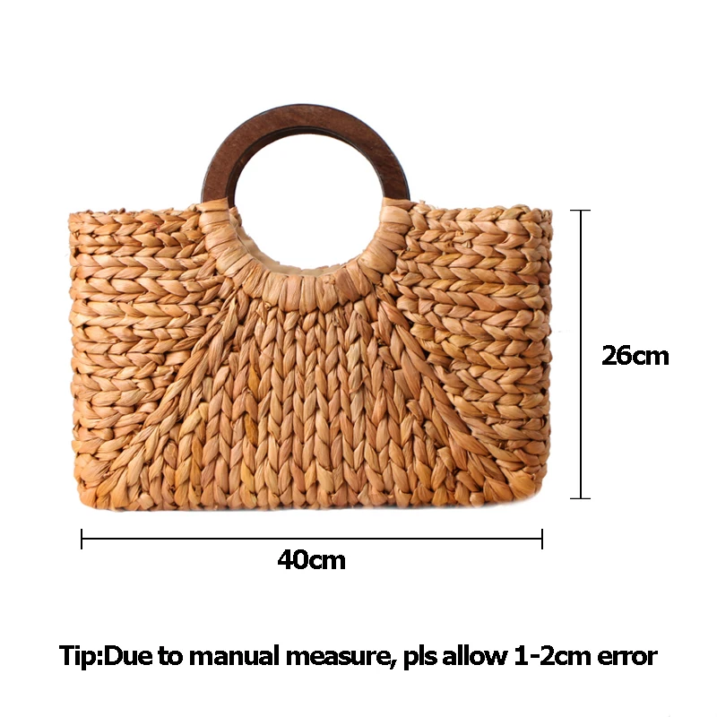 Women Vintage Rattan Handbag Female Bohemian Summer Beach Straw Bags Lady Simple Weave Bag Handmade Casual Large Tote SS3032 (14)