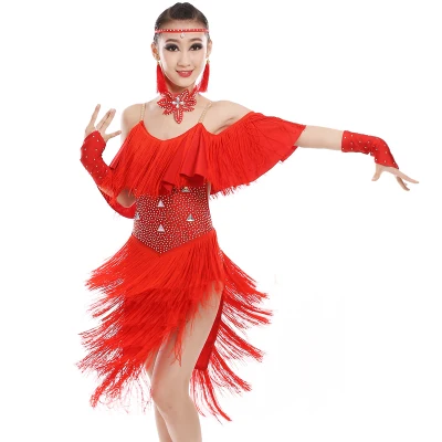 Новое яркое платье с кисточками для латинских танцев для девочек, детская одежда для латиноамериканских соревнований, детское профессиональное платье для латинских танцев - Цвет: 3