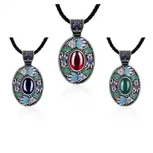 Free Shipping High Quality boucle d oreille pendant necklace Retro long oval bead necklace Jewelry European