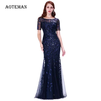 

Luxury Formal Long Party Dress Women 2019 New Sexy Elegant Mesh Sequin Mermaid Maxi Dress Vintage Plus Size Slim Gold Club Dress