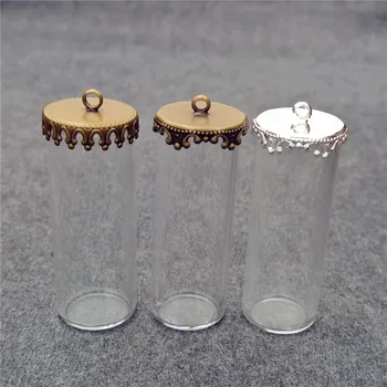 

20sets 40x15mm one side open glass tube findings set no filler glass bottle glass vail pendant fashion DIY accessory