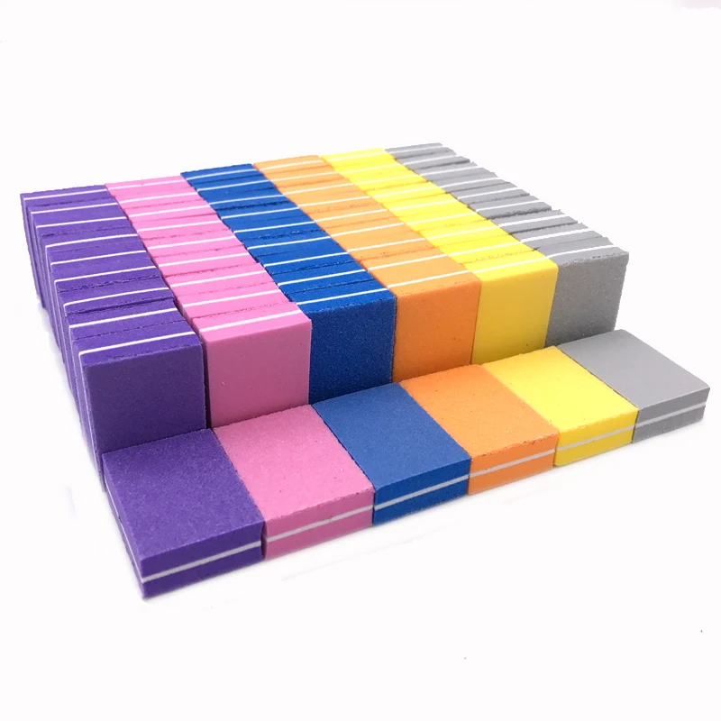 

100pcs Double-sided Sanding Mini Nail File Block Colorful Sponge limas para manicura Nail Polish Sanding Buffer Manicure Files