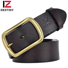 DESTINO 100% cinturones de cuero genuino para los hombres de lujo de marca famosa diseñador de pantalones vaqueros de la correa correa ancha de alta calidad pin hebilla macho marrón