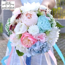 Perfectlifeoh цветение богатые букеты искусственной гортензии искусственные цветы, шелковые цветы розы декоративные цветы