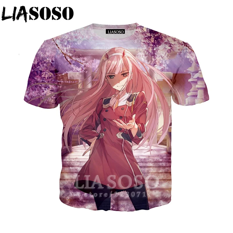 LIASOSO летняя Новинка для мужчин и женщин с 3D принтом аниме Darling In The Franxx футболка
