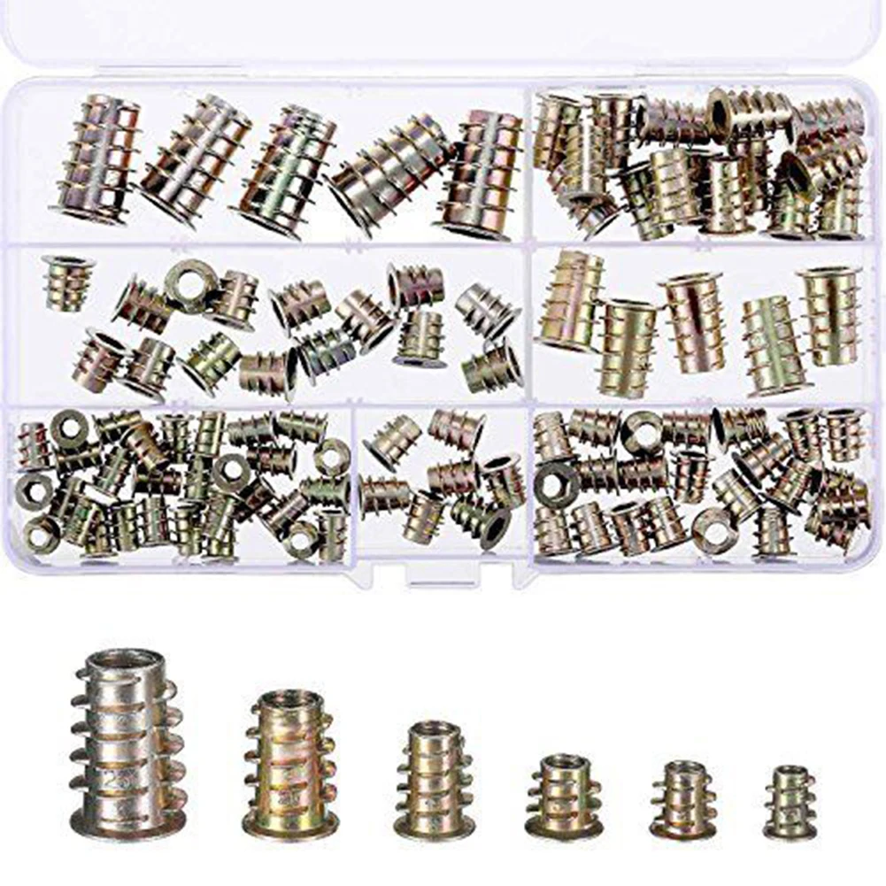 

M4 M5 M6M8M10 For Wood Furniture Threaded Nut Drive Socket Screw Hex Tool Kit Insert Zinc Alloy 100Pcs