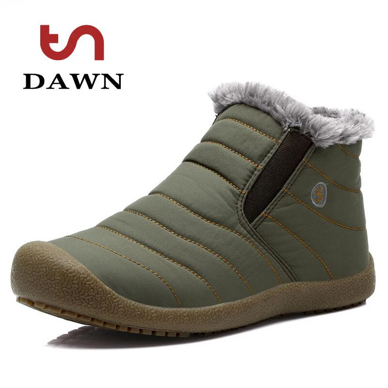 

Casual Men Snow Boots Waterproof Short Ankle Boot Flat Shoes Warm Thick Heels Male Man Winter Boots botas mens rubber rain boots