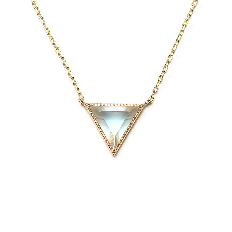 

Ruifan Natural Crystal Sky Blue Topaz Pendant Necklace 925 Sterling Silver European Triangle Shape Gold Necklaces Women YNC068
