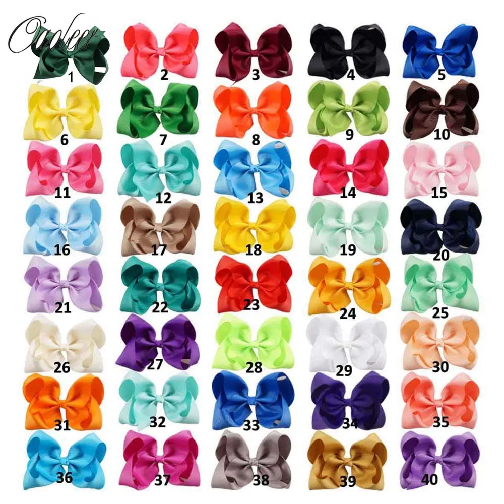

20pcs/lot 5" Solid Grosgrain Ribbon Hair Bow With Alligator Clip For Girl Handmade Kids Boutique Hair Accessories