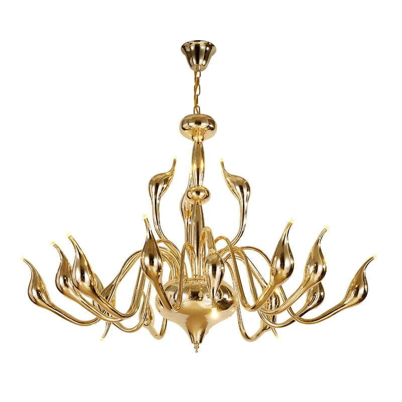 

Swan neck LED Chandelier Light Art Decoration creative European gold chrome metal G4 3W LED bulb home office showroom decoration