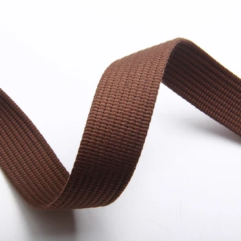

Hot sale 32mm high quality striped cotton tape webbing coffee color 2.2mm thick
