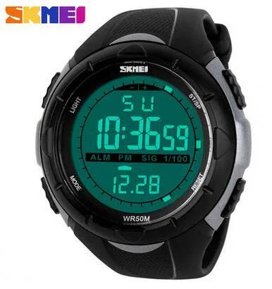 SKMEI бренд 1025 светодиодный цифровые мужские военные часы мужские спортивные часы 5ATM для плавания и альпинизма модные уличные повседневные мужские наручные часы - Цвет: Titani