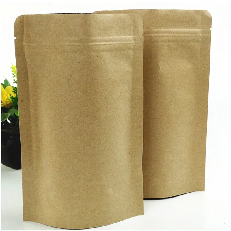 

Thickess Kraft Paper Stand up Food Bag For Coffee Cookies Tea Foil Storage Pouches Handmade Biscuit Baking Retail Packaging Bags